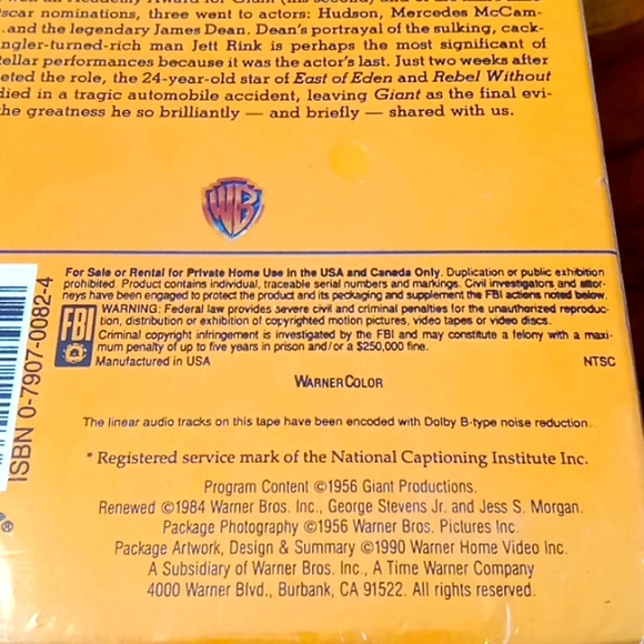 The movie 'GIANT' on VHS. - Picture 11 of 17